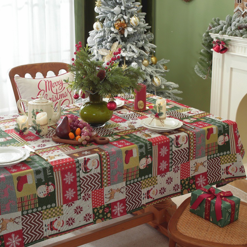 乐轩秀红色新年圣诞节桌布提花加厚轻奢高级氛围感长方形餐桌台布详情14