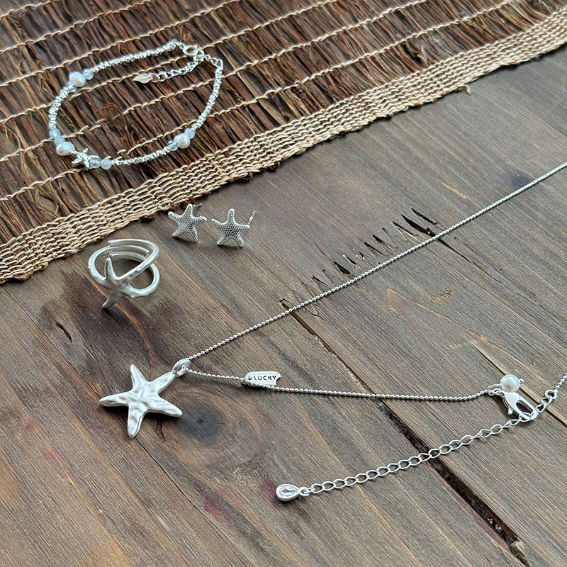 Starfish Series Collection s925 Sterling Silver Bracelet for Women, handcrafted design, versatile broken silver bracelet combination for layering pic 5