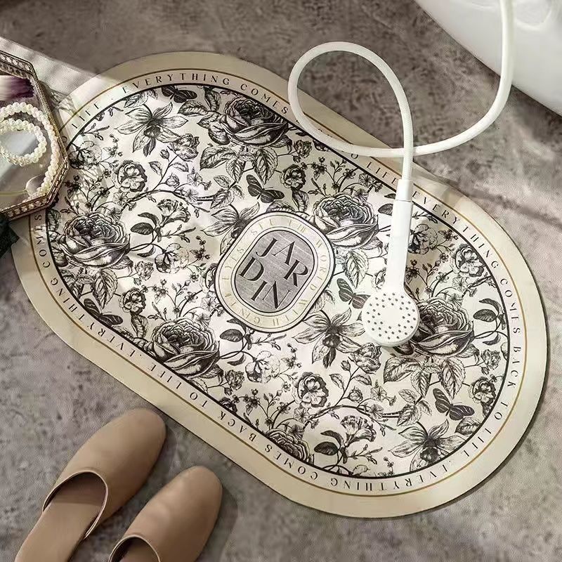 北欧风硅藻泥软地垫卫生间吸水防滑脚垫入户门地毯几何条纹地垫详情8