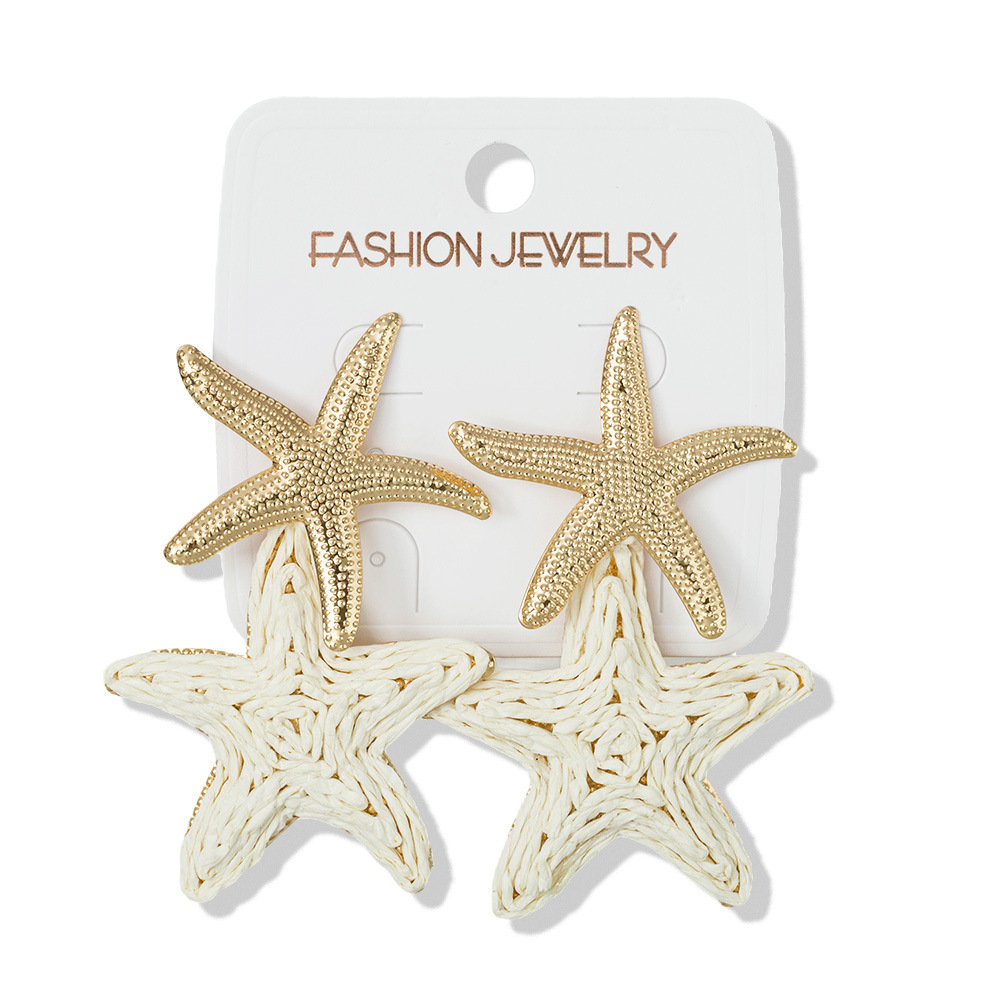 欧美跨境热卖海星海螺几何金属耳坠度假风夸张百搭创意耳环女饰品详情5