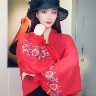 刺绣民族风棉麻围巾女秋冬季披肩两用春秋夏季丝巾长款国风刺绣详情2