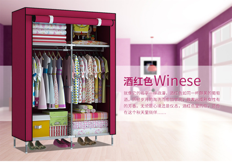 Economical baby clothes storage and organization for rental house, non-woven fabric moisture-proof steel pipe simple thickened and thickened fabric wardrobe pic 8