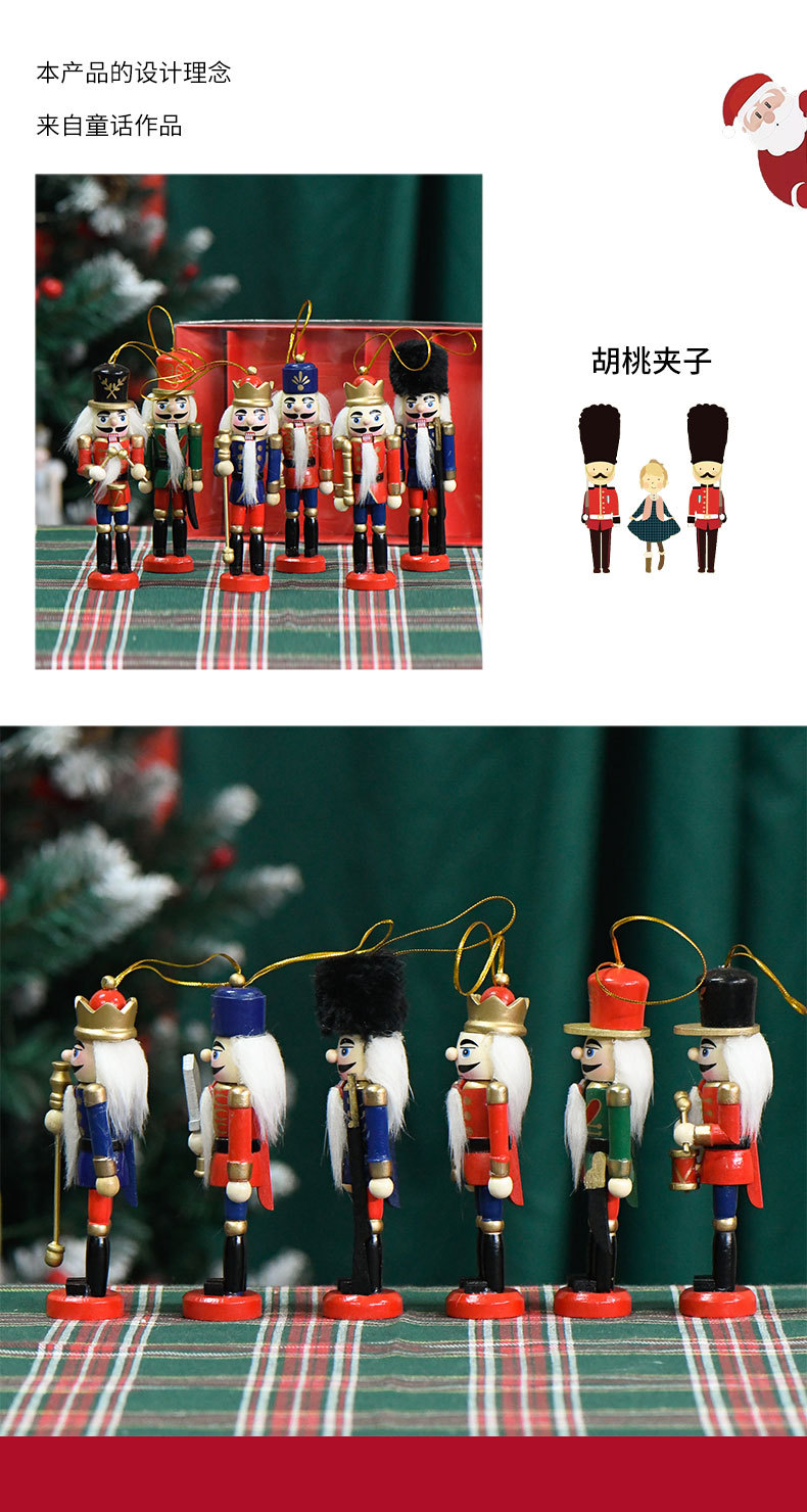 5in style, new product in stock, 13CM nutcracker case, six red, blue and green guard of honor, Christmas decoration small ornament pic 2