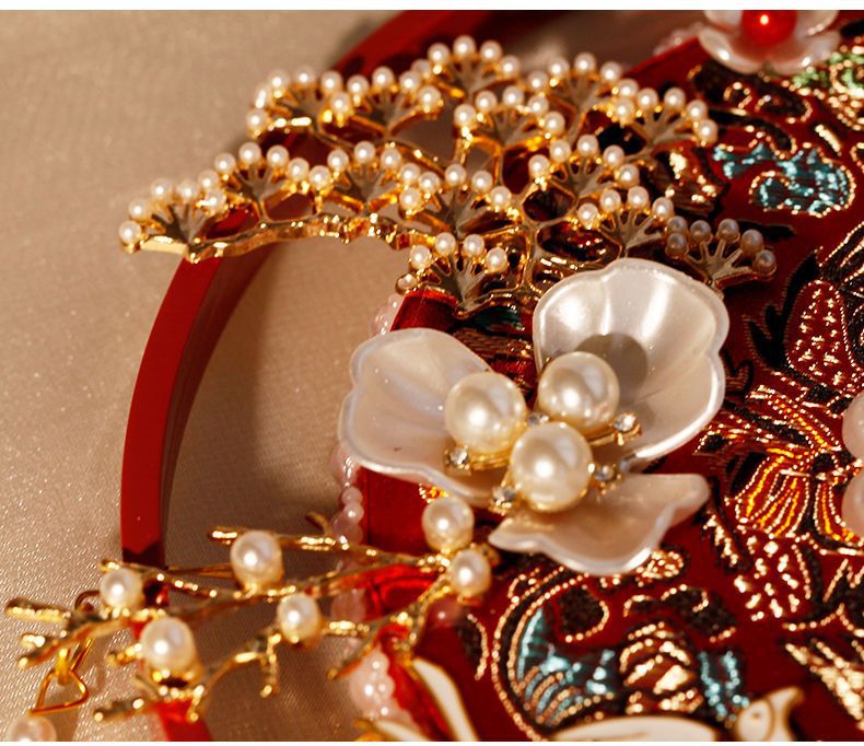 新娘结婚团扇喜扇diy材料包扇子婚礼手持秀禾扇凤凰汉服双圈娜幽详情4