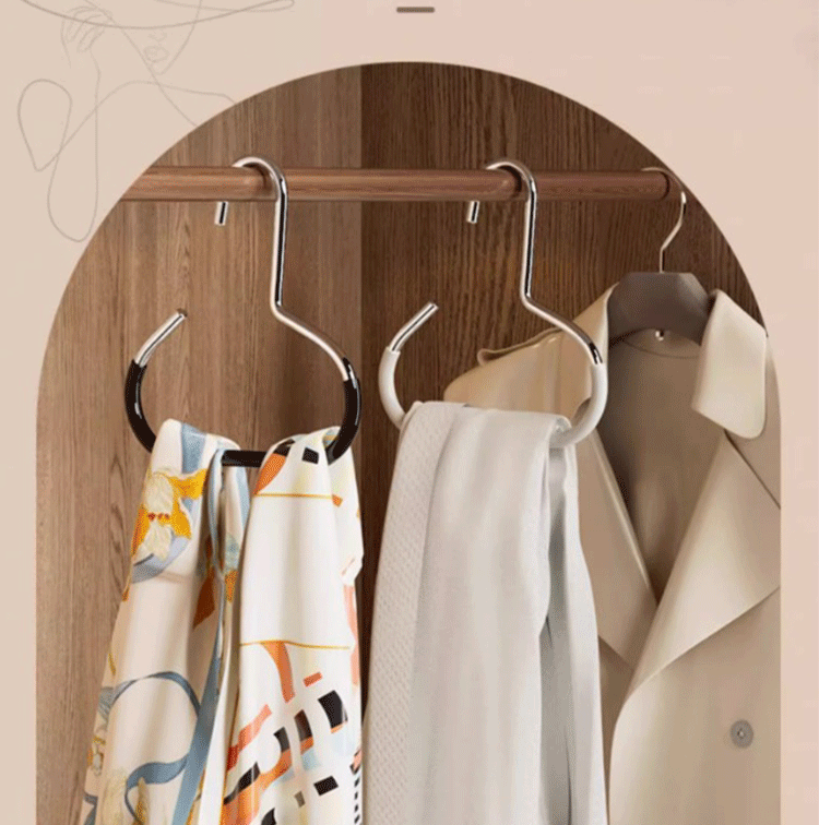 希音TEMU代发多功能帽子圆环衣架宿舍家用防滑围巾丝巾晾衣架详情3