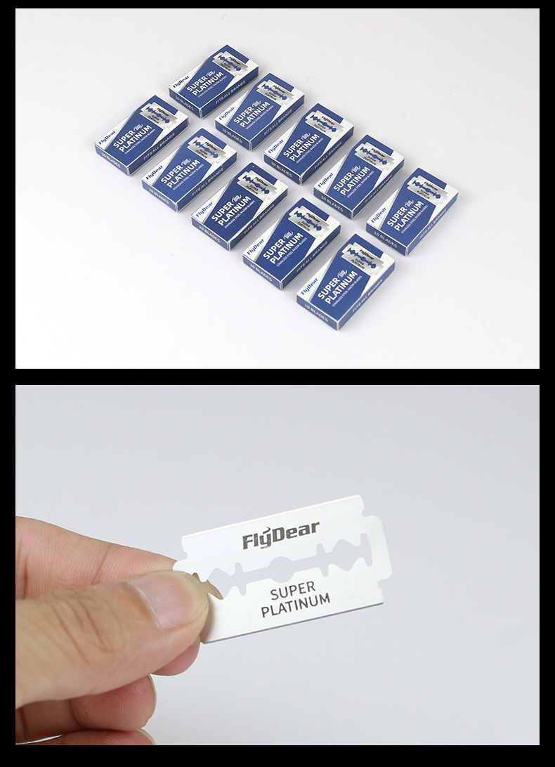 飞帝不锈钢双面刀片手动老式刮脸刮胡刀理发美发剃须刀片工厂批发详情15