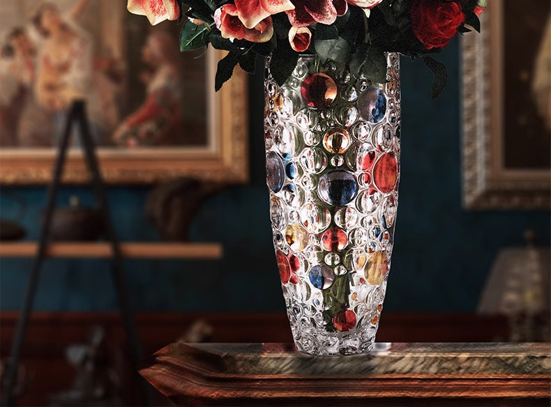 Czech imported crystal vase, high appearance level, European-style home living room decoration item, vase, light luxury and high-end glass gift pic 8