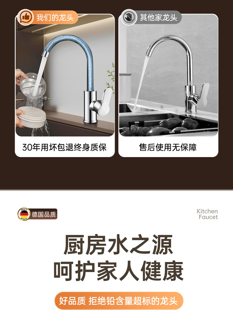 水龙头 厨房专用防溅冷热水龙头 洗菜盆洗碗池水槽万向旋转水龙头详情8