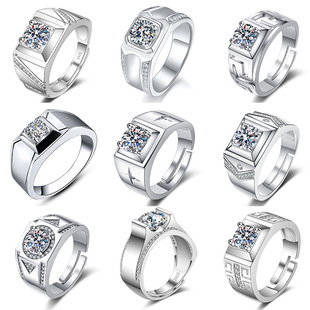 经典六爪戒指女一克拉锆石开口指环送女友礼物时尚结婚仿真钻戒详情3