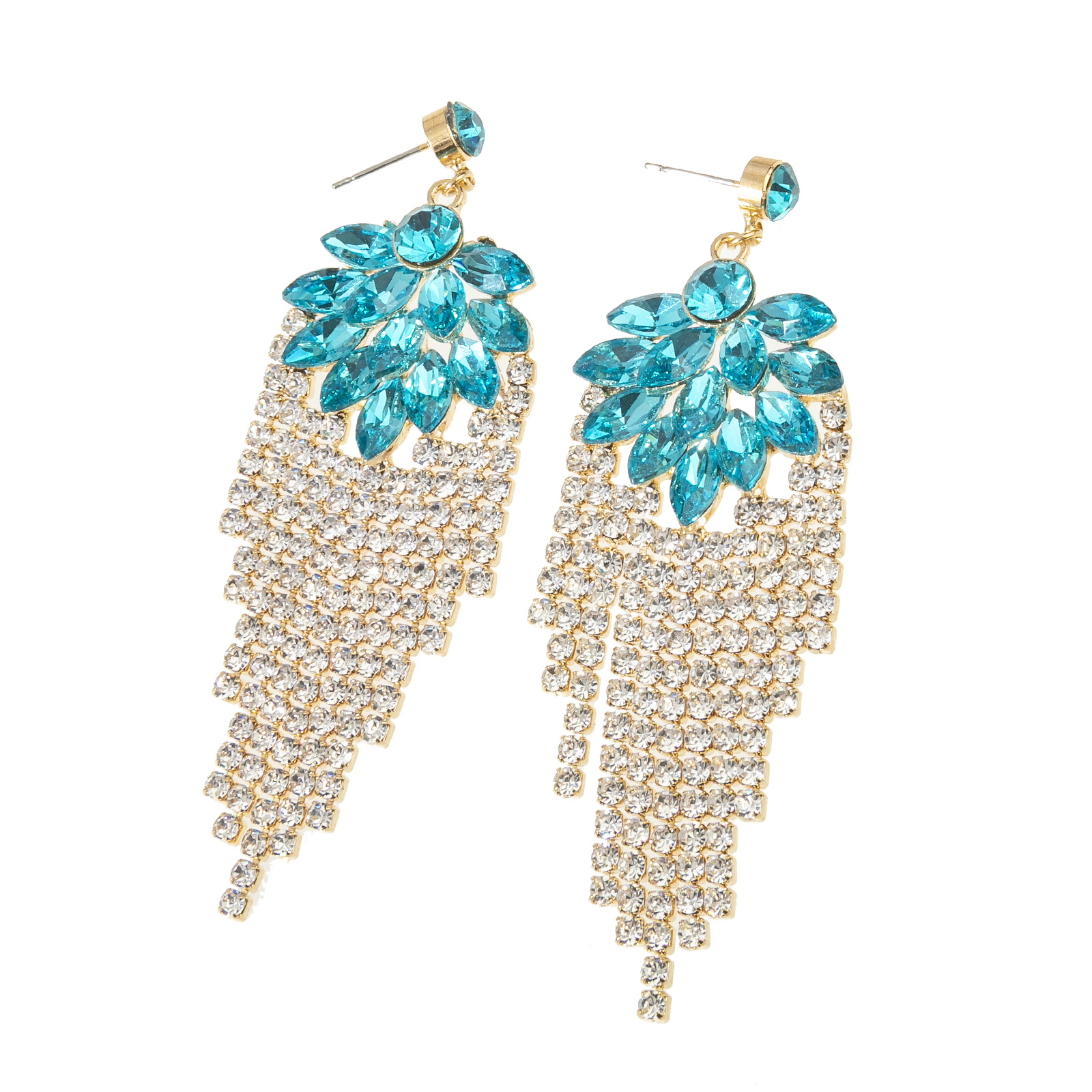 2025 European and American cross-border retro rhinestone tassel earrings, wedding and dinner accessories for brides, diamond-encrusted earrings, versatile and elegant feminine accessories pic 8