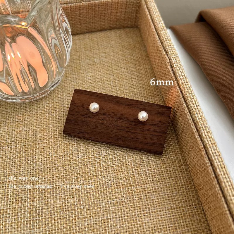 925 Silver Needle Steamed Bun Pearl ear studs for ear piercing, high-end light luxury style earrings, niche and versatile ear clips and earrings pic 2