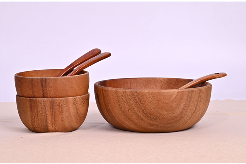 整木圆形复古风相思木碗木头日式沙拉碗实木装汤碗量大从优详情17