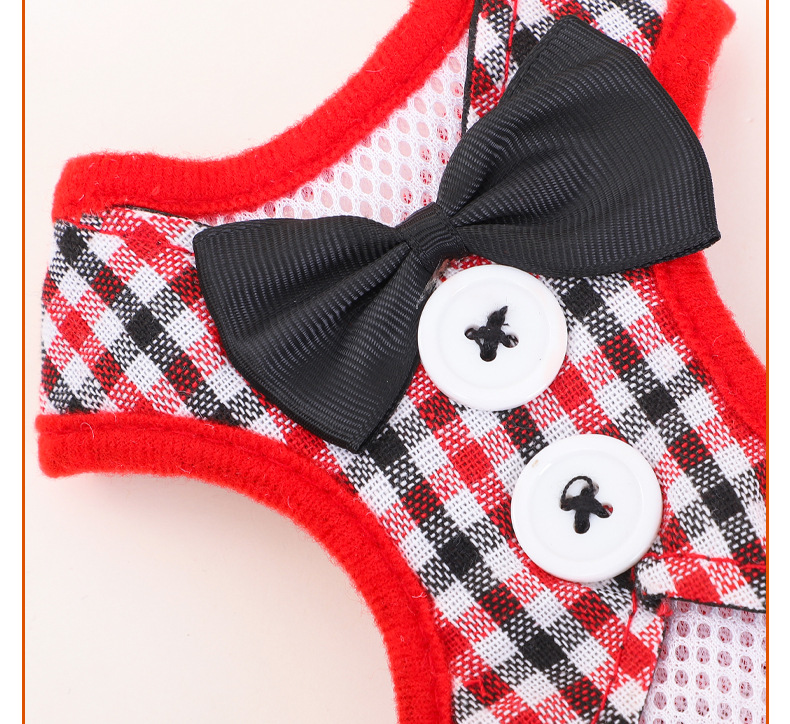 狗狗蝴蝶结晚礼服遛狗绳猫咪背心式胸背带泰迪中小型犬牵引绳批发详情9