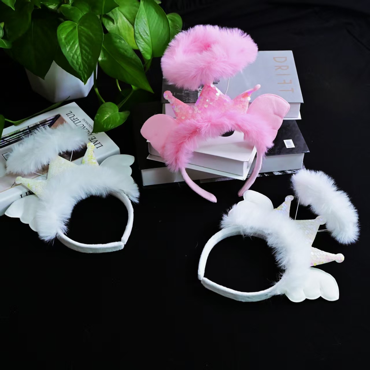 New trendy fairy cute glowing angel sequin headband headwear, girls take photos glowing event party pic 13