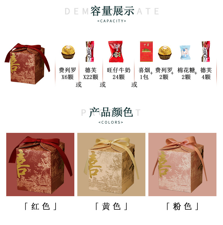 Hot-selling original innovative Chinese-style wedding gift with a high-end feel and a traditional Chinese style, featuring ink-wash painting wedding candies in empty boxes pic 2