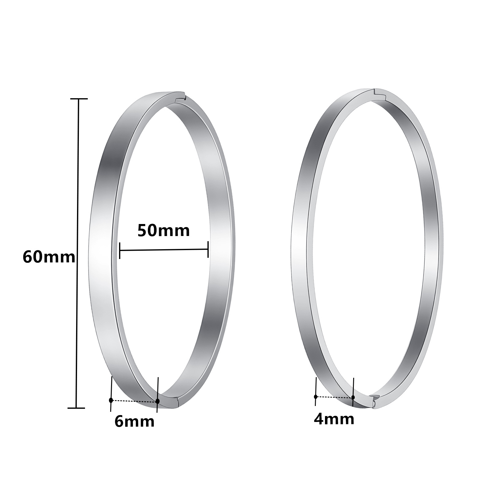 Transfronterizo europeo americano simple brillante hebilla viento frío 4mm6mm ancho chapado en oro pareja brazalete de acero inoxidable pic 2