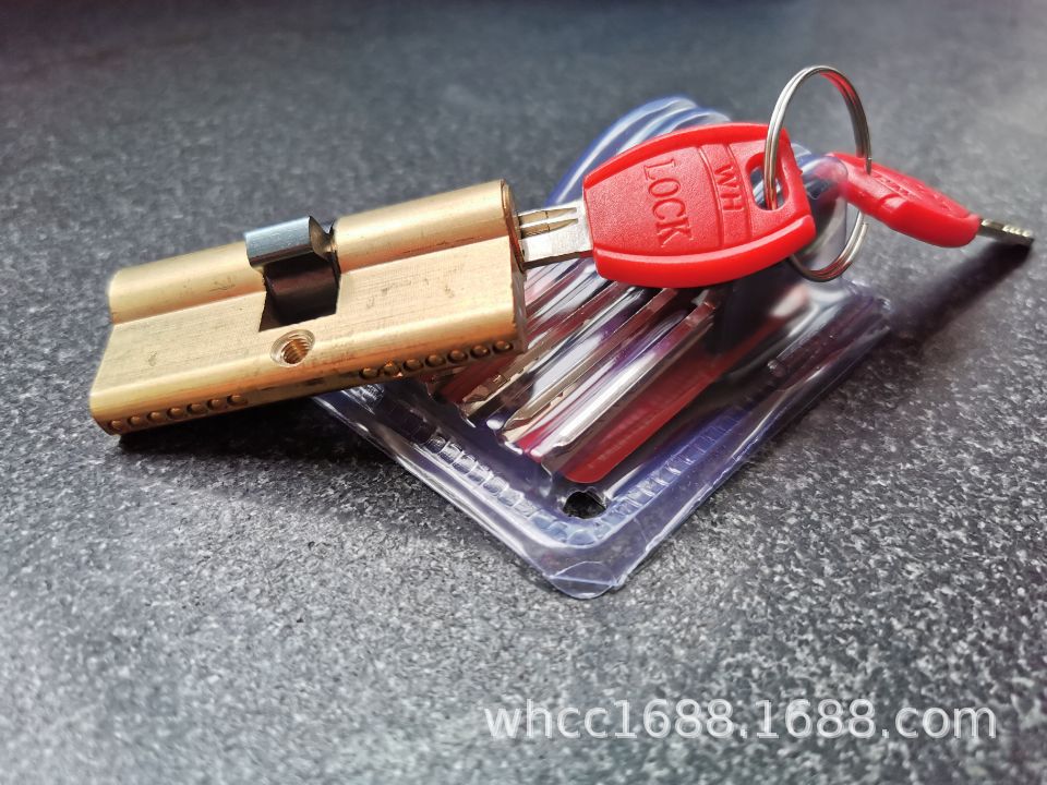 防盗门锁芯红黑柄家用公寓出租纯铜锁芯批发AB电脑钥匙锁芯65-120详情4