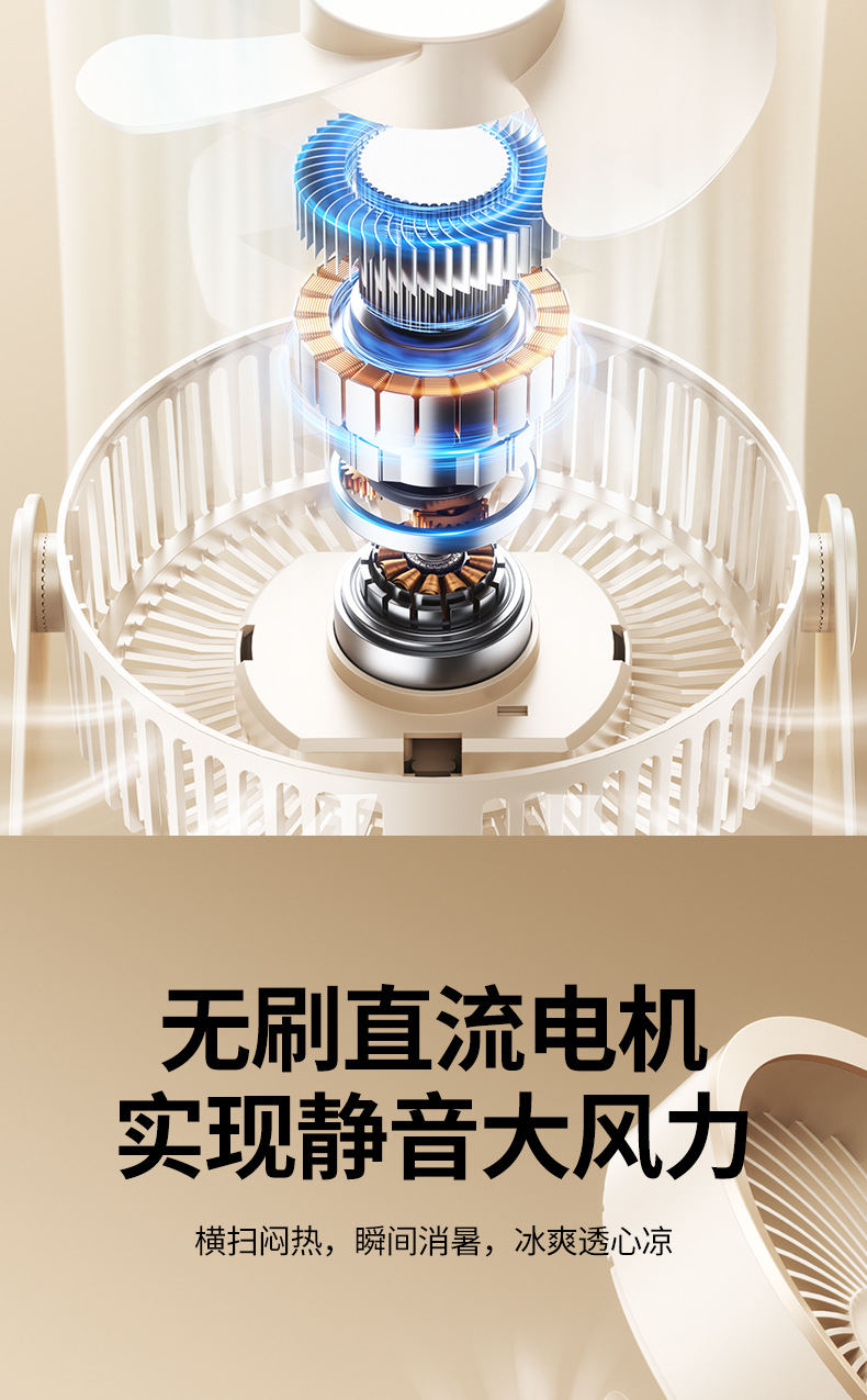 新款米家APP空气循环扇桌面小风扇USB可充电风扇办公室桌学生宿舍详情11