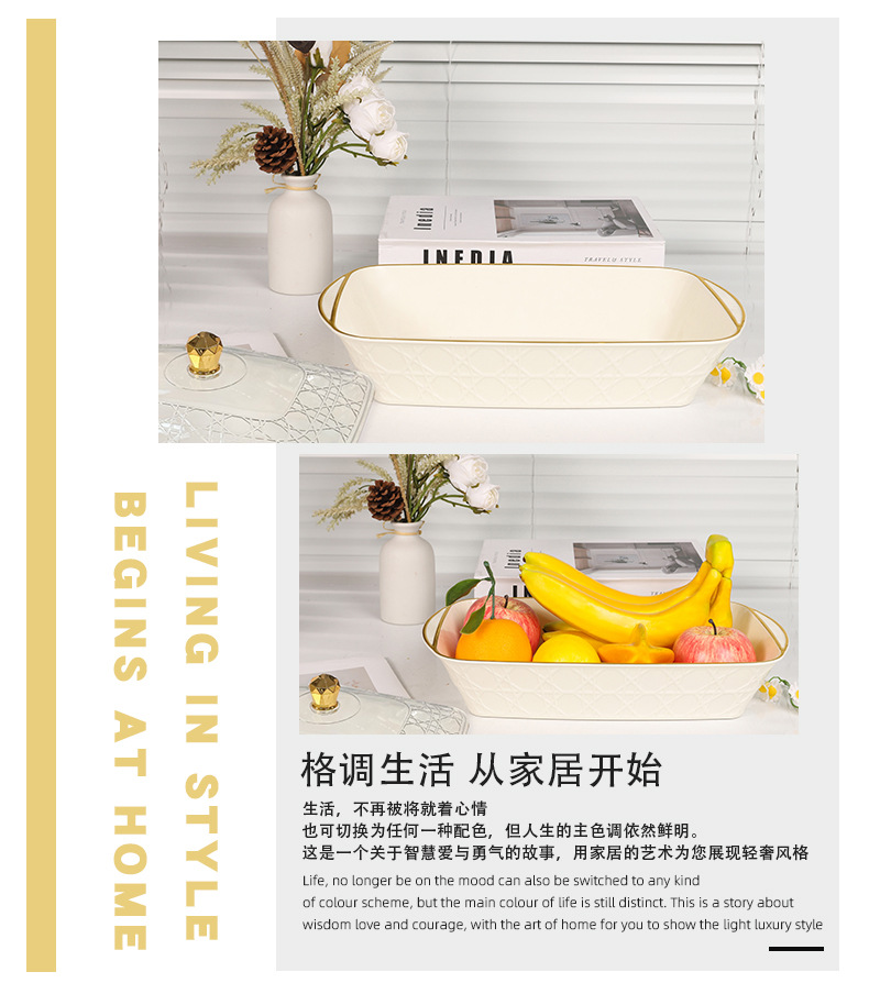 PET transparent patterned fruit platter with lid storage, light luxury and simple octagonal handle fruit platter with lid pic 3