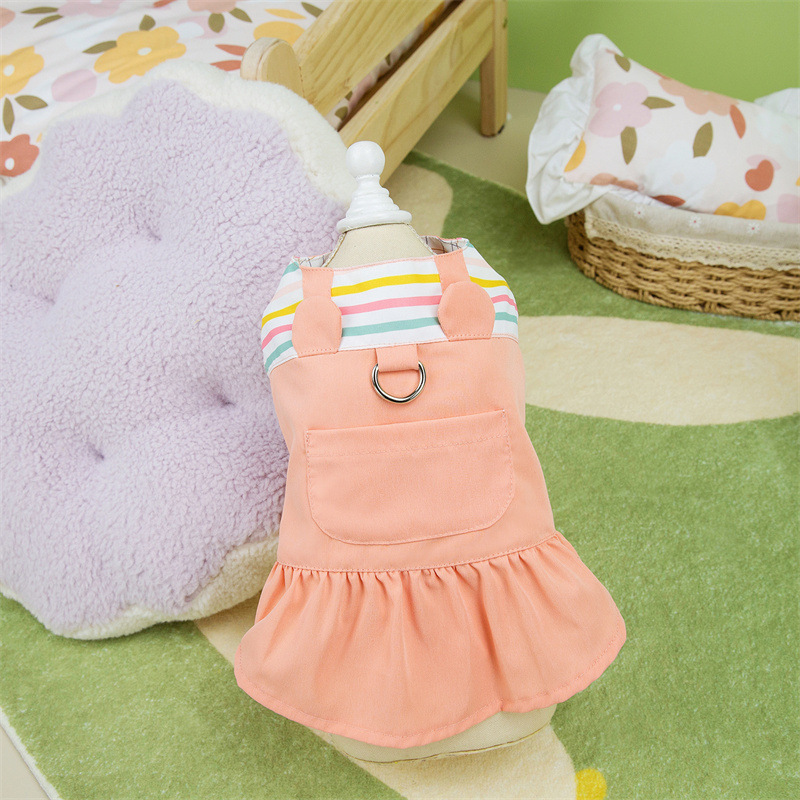 狗衣服春夏新款泰迪比熊贵宾夏季简洁方领兔子牵引裙宠物衣服批发详情12