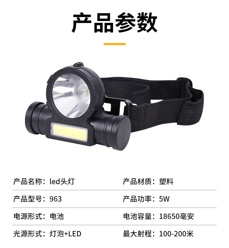 Cross-border outdoor C0B charging head-mounted flashlight led fishing waterproof charging headlamp long Battery life strong light lithium battery pic 12