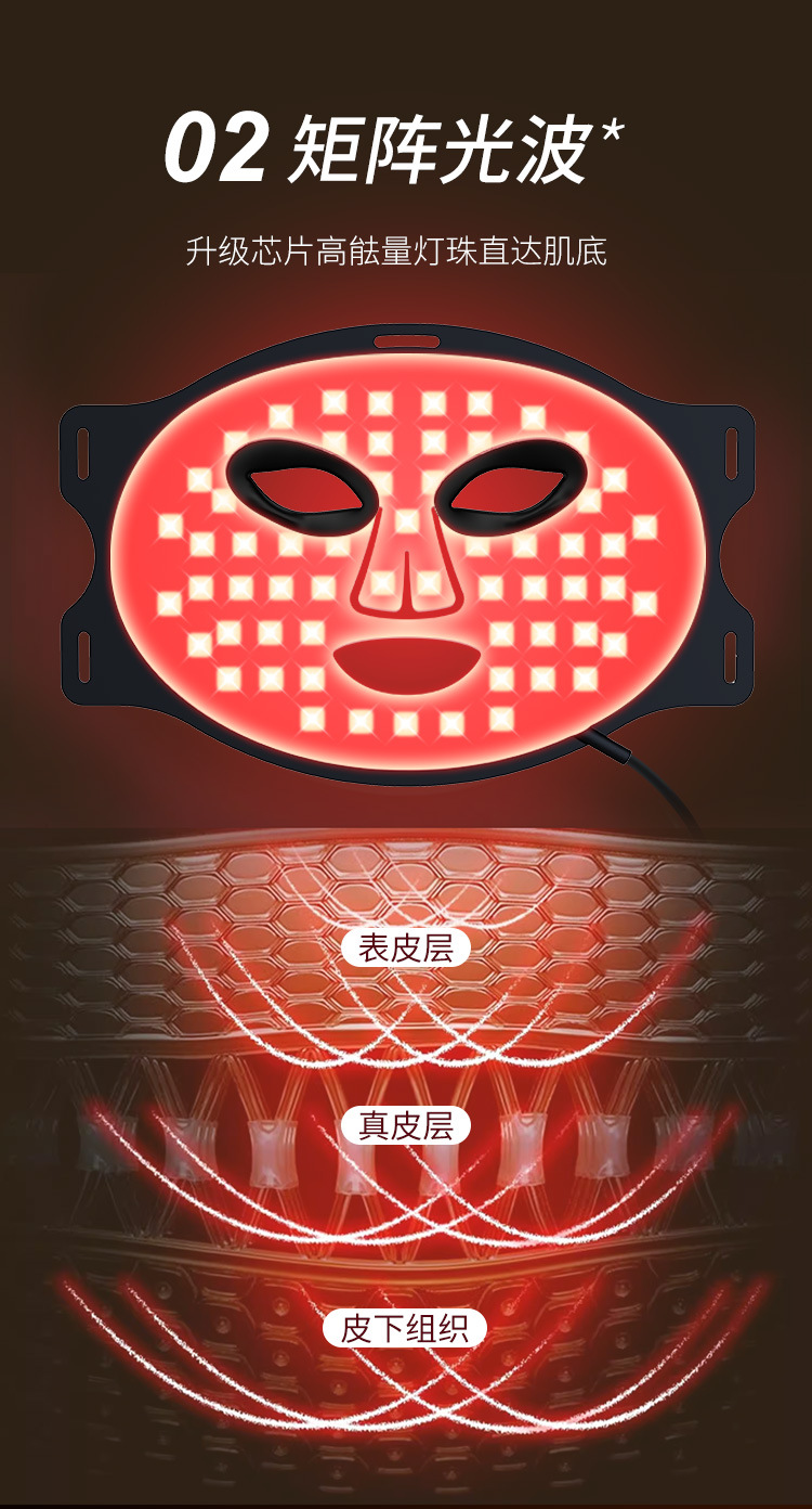 跨境货源 家用美容仪硅胶红蓝彩光七色面膜仪光子led美容面罩详情6