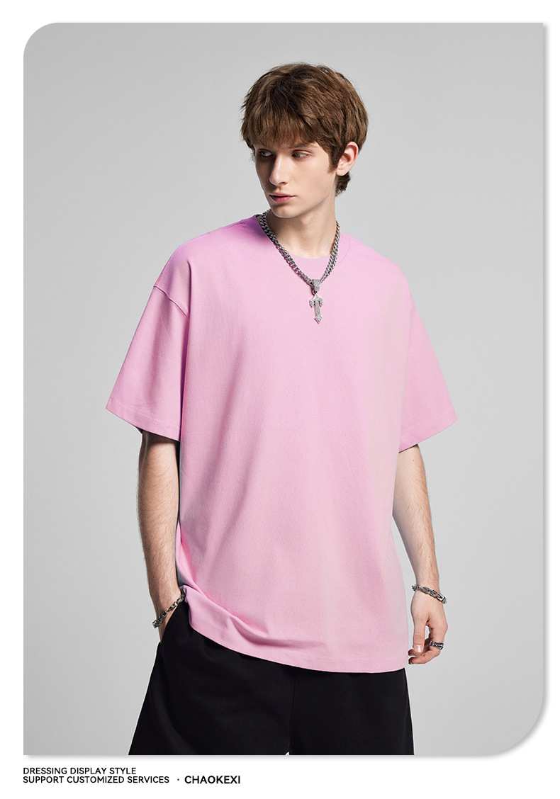 CKX2026夏季美式275g高品质潮牌纯棉t落肩纯色男潮青少年短袖T恤详情28