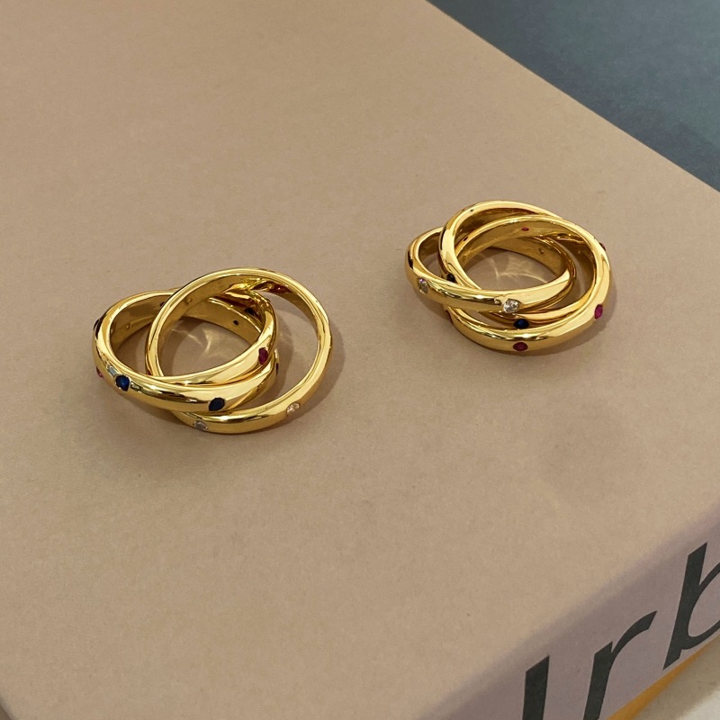 芳伶大哥同款戒指经典三环中古彩色宝石时髦气质复古套戒指环手饰详情8
