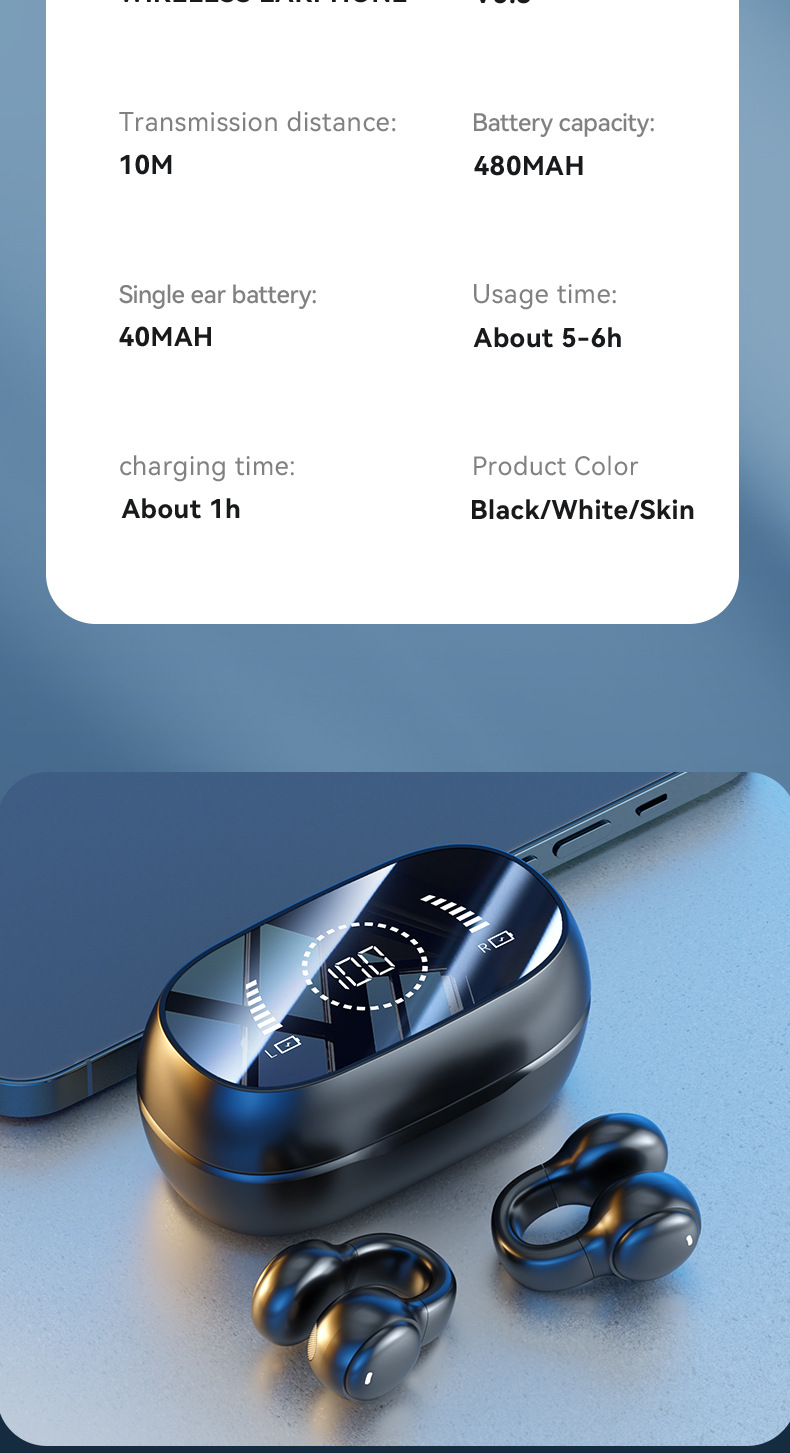 同声传译AI翻译蓝牙耳机镜面数显不入耳超好音质降噪耳机工厂批发价格详情12