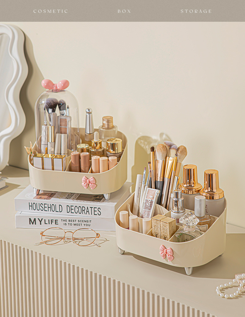 Cosmetic storage box, home dressing table, modern light luxury style, large-capacity skin care product storage, multi-functional compartments pic 12