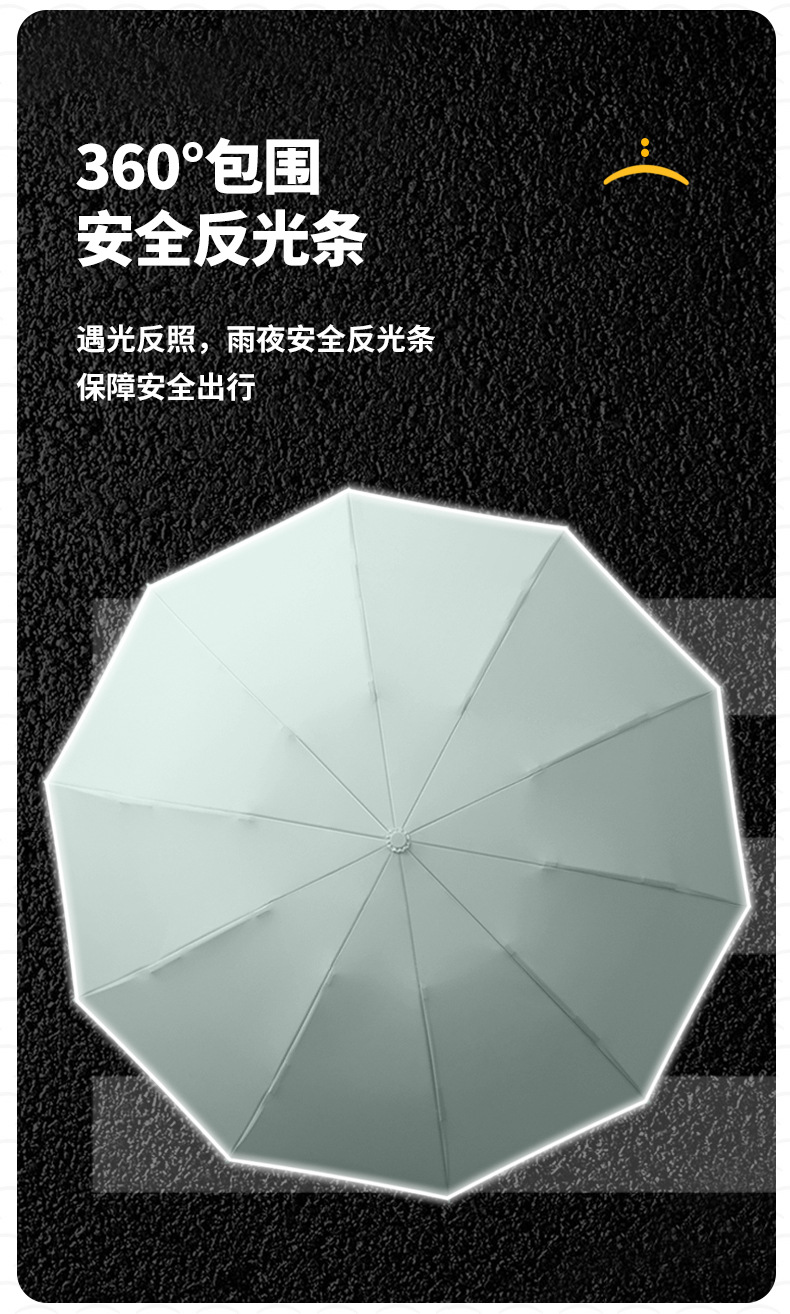 新款10骨三折自动反向雨伞配色手柄三折男士商务雨伞印logo详情16