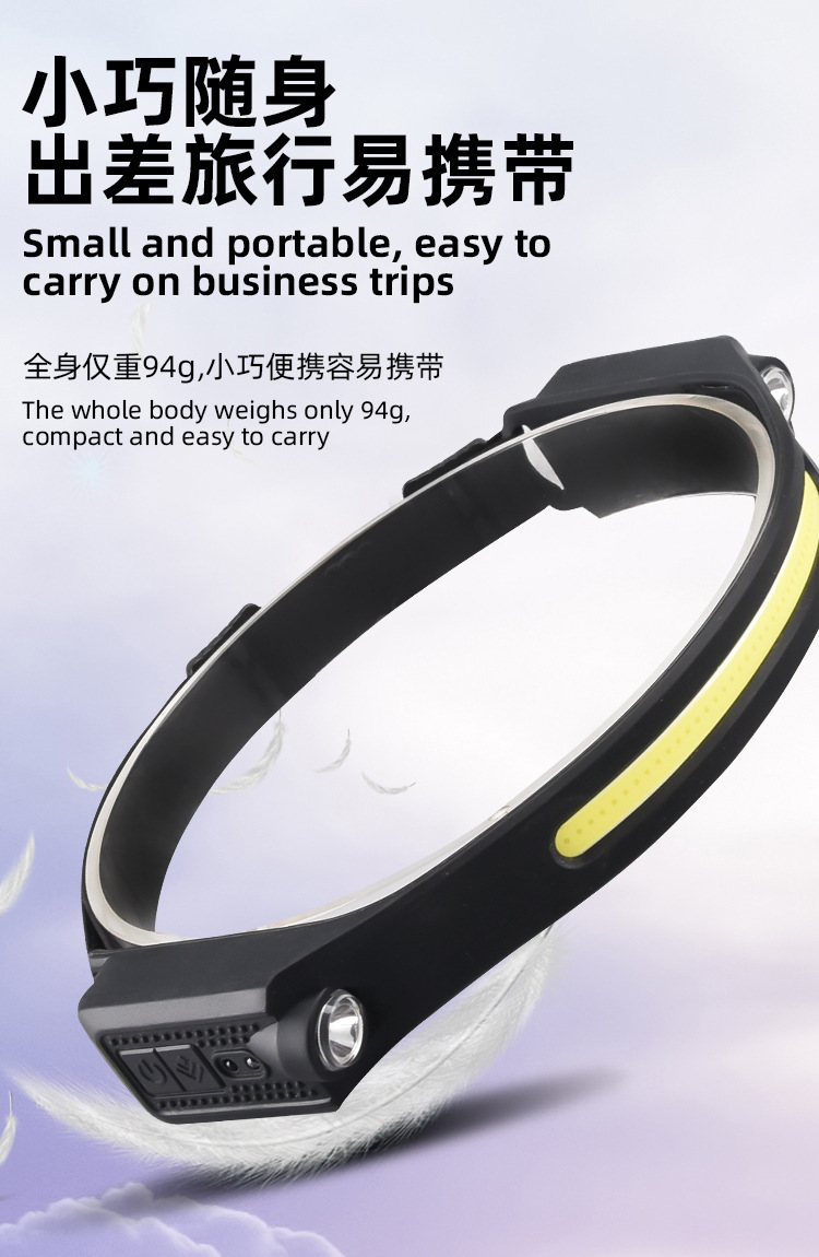 Cross-border new single and double side COB sensor headlamp LED outdoor night running and fishing Type-C rechargeable floodlight pic 8