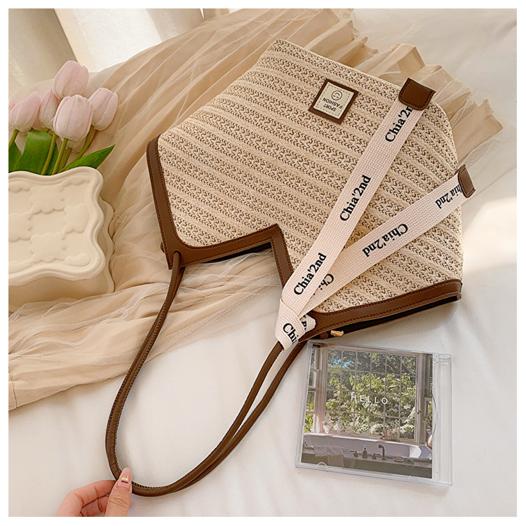 大容量托特包包女2025新款潮复古手提草编包百搭单肩编织包通勤包详情39