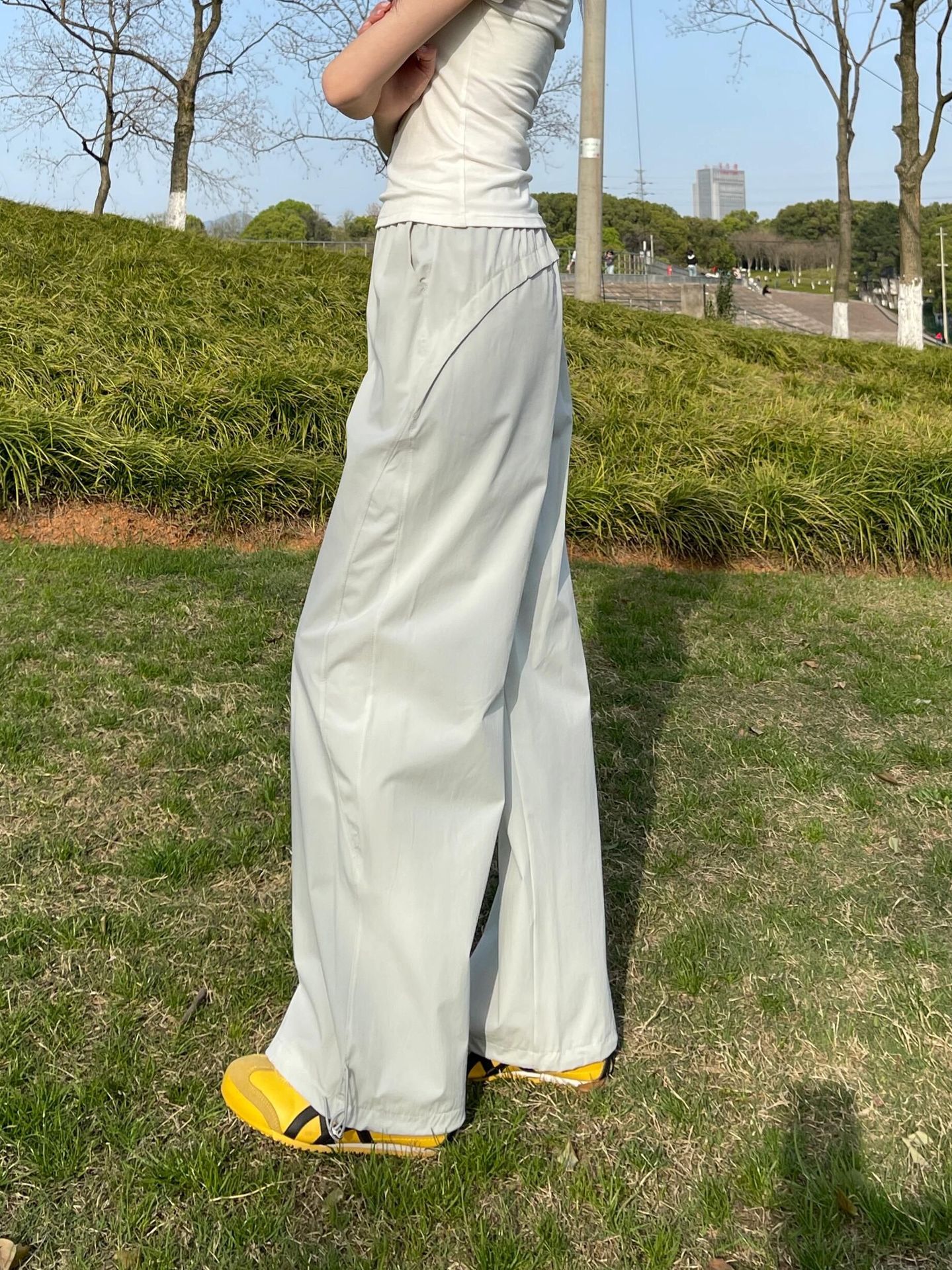 美式速干工装裤女夏季薄款2025新款酷飒风高腰直筒复古阔腿运动裤详情11