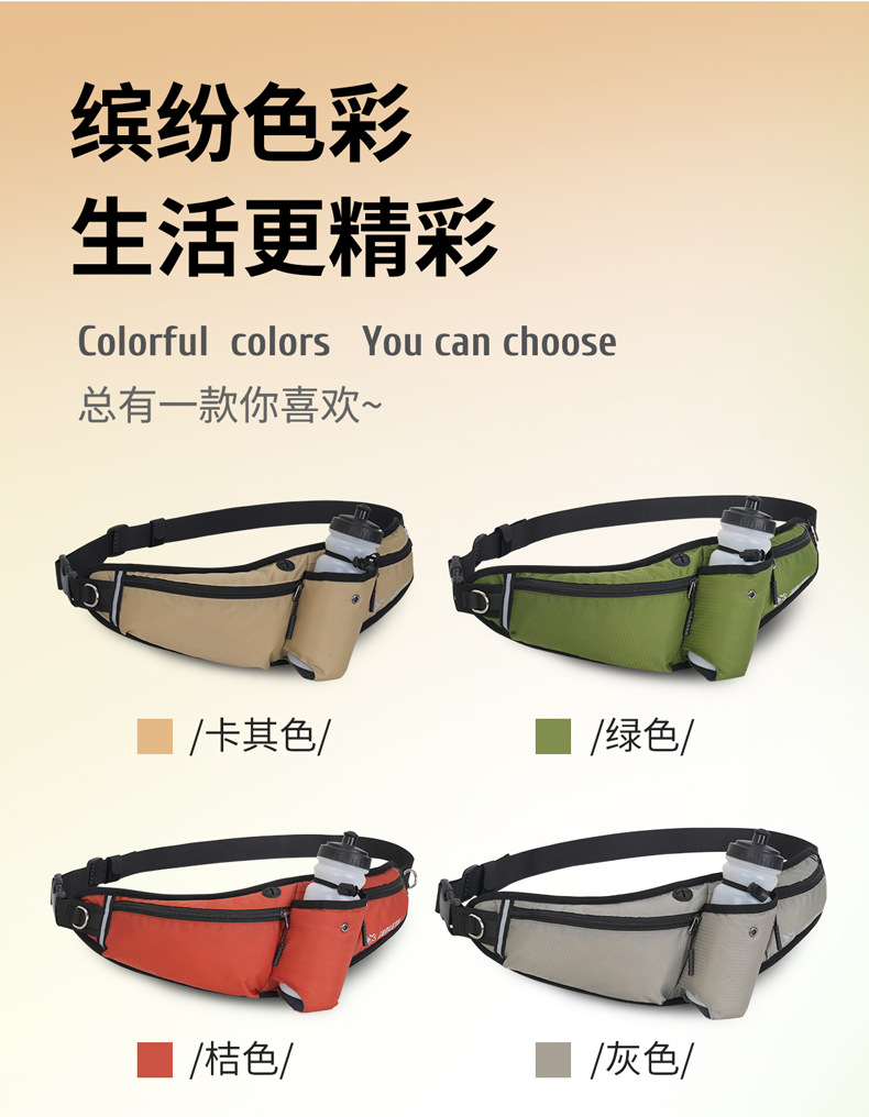 Cross-border large-capacity waterproof running and fitness mobile phone chest bag, multi-functional nylon water bottle waist, outdoor sports waist bag pic 13