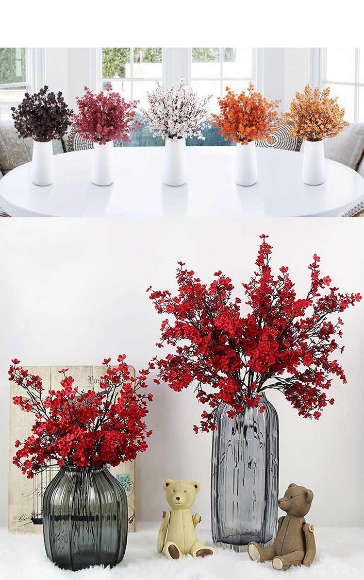 跨境爆款5叉满天星腊梅把束仿真花婚礼手捧花家居装饰布景插花详情9