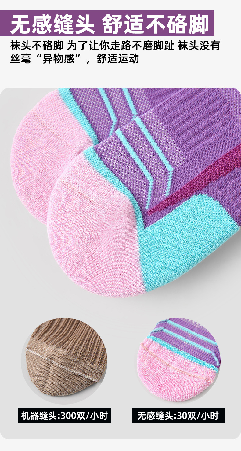 Renaissance专业跑步袜子女速干夏季徒步马拉松运动袜加厚毛巾底详情9