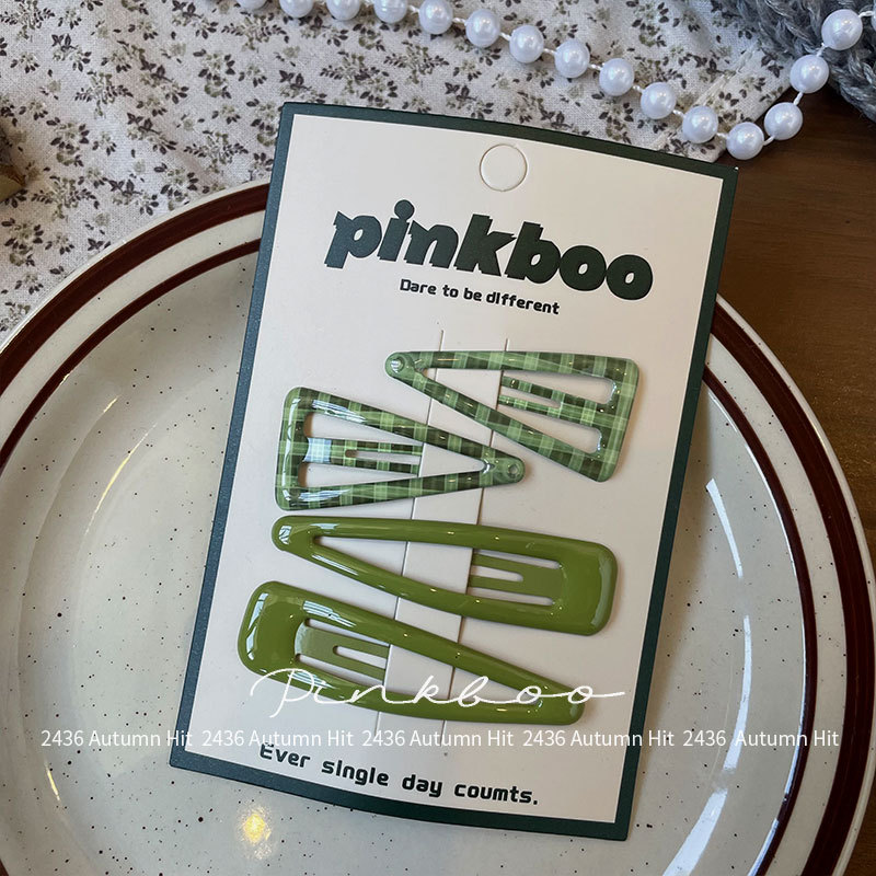 New Korean-style autumn checkered geometric hair clips, handcrafted for children, side cliffside bangs clips, two-piece bye-bye clips for girls, pinkboo multi-color checkered hair clips, simple and fashionable, exquisite daily headwear for girls pic 8