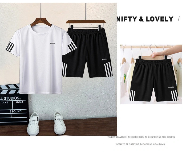 Summer quick-drying clothes for children and boys in foreign trade, short sleeves and shorts, new sporty and casual T-shirts, one-piece consignment pic 6