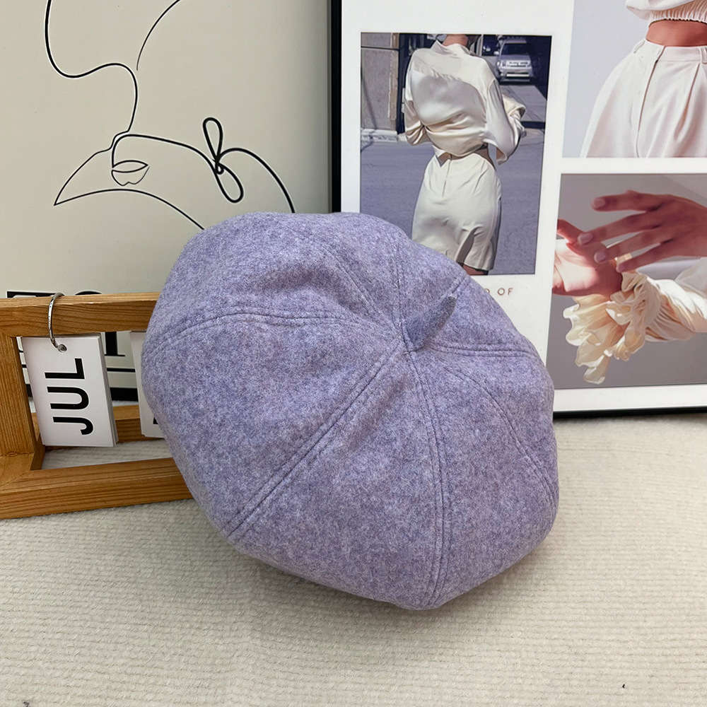 Korean style versatile autumn and winter new Beret hats for women, British retro woolen painter hats, Japanese casual octagonal hats for women pic 7