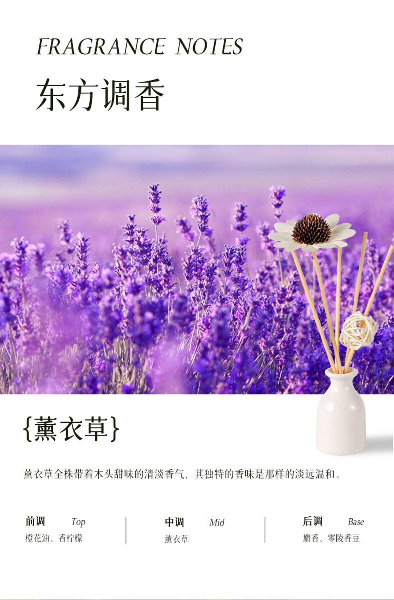 热销薰衣草无火香薰套装可定 藤条陶瓷精油挥发香薰香水厂家批发详情21