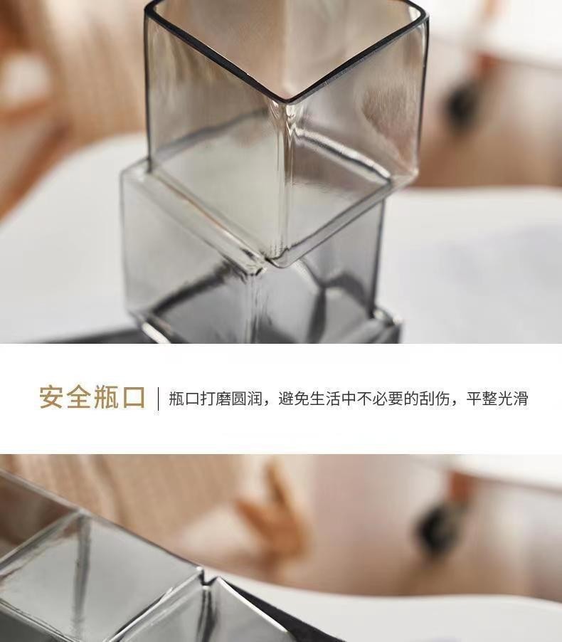 欧式轻奢简约错位透明玻璃高级感花瓶家用水培客厅桌面摆件ins风详情13