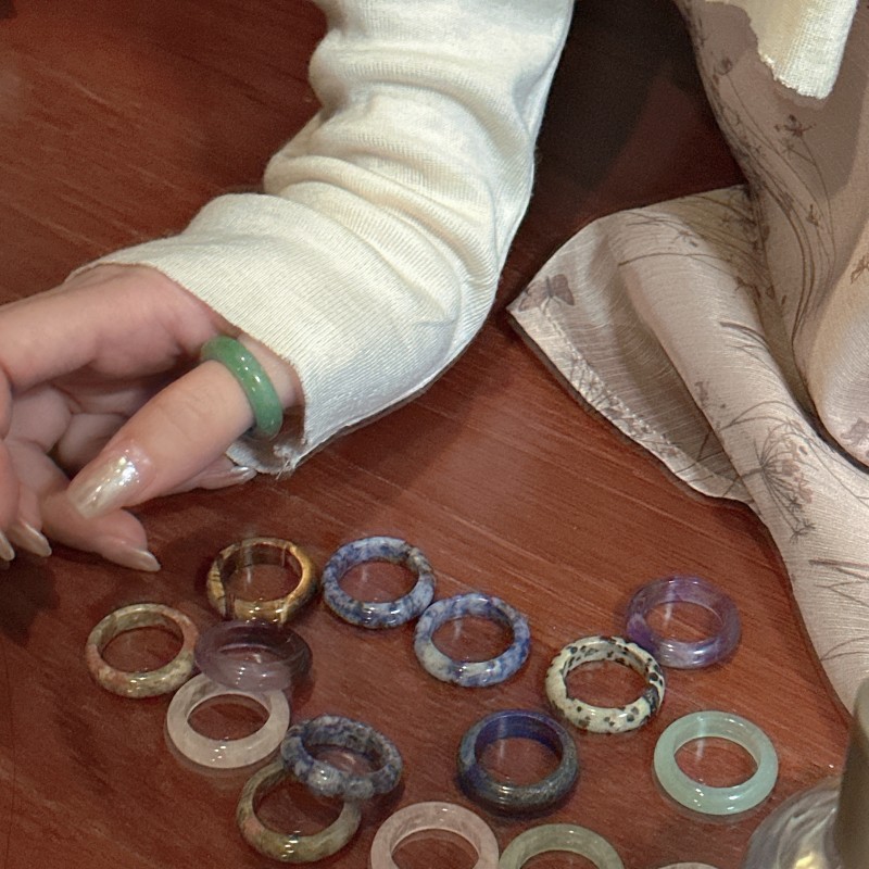 Wholesale of Korean-style niche design natural stone ring, fashionable, simple and retro Korean style rings pic 4