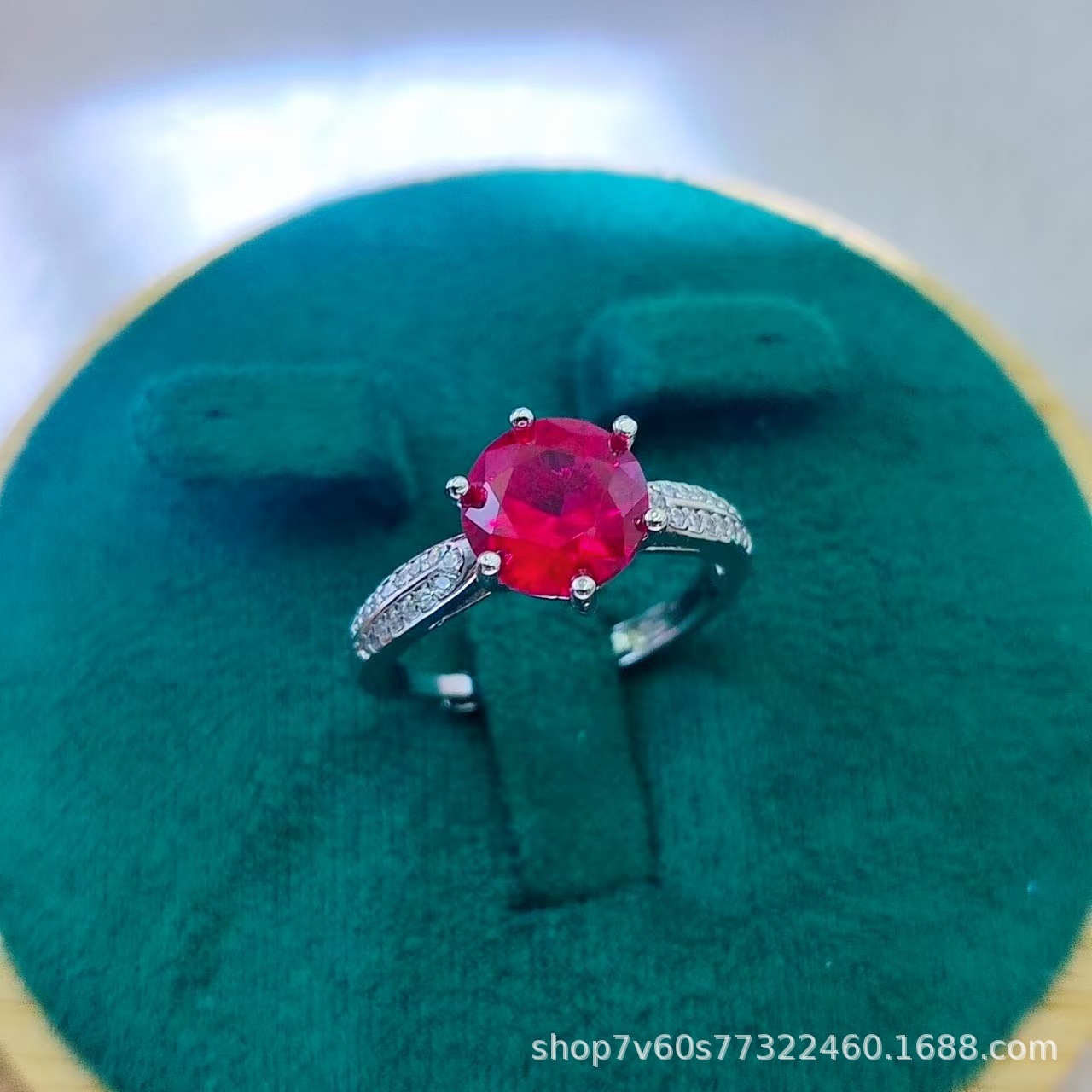 热卖珠宝首饰2克拉圆形培育鸽血红红宝石开口戒指女时尚彩宝戒指详情32