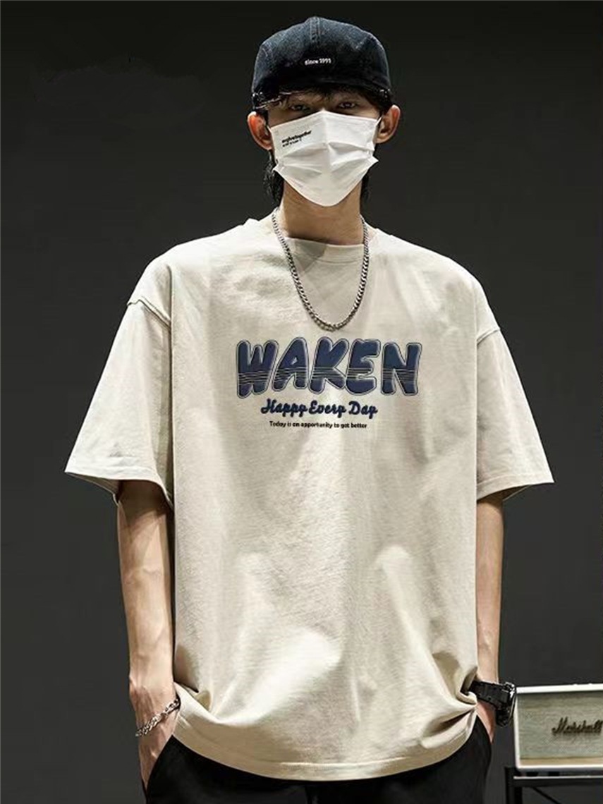 重磅短袖T恤男上衣服夏季新款美式纯棉潮牌打底白色宽松半袖体恤详情6