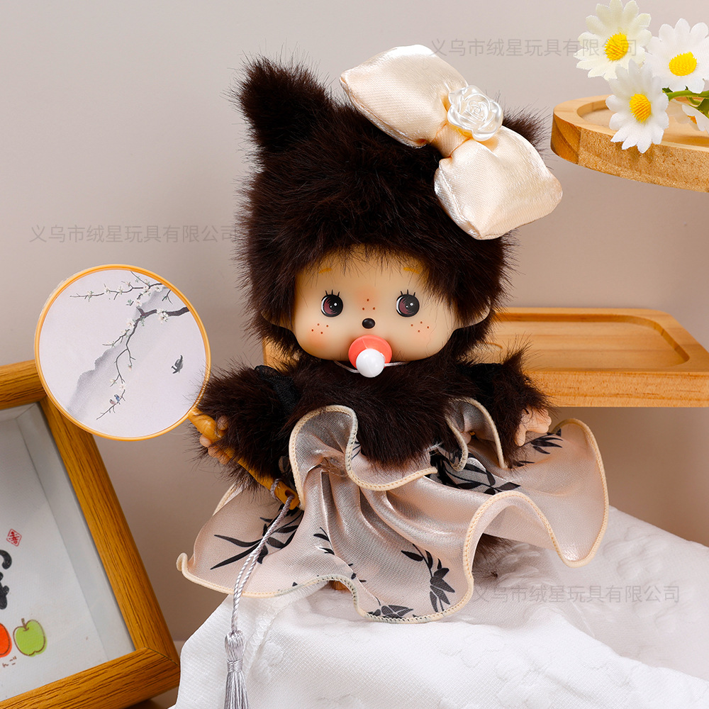 国风裙子娃衣拉布蒙奇奇古风娃衣套装手工蝴蝶结扇子穿搭配饰详情14