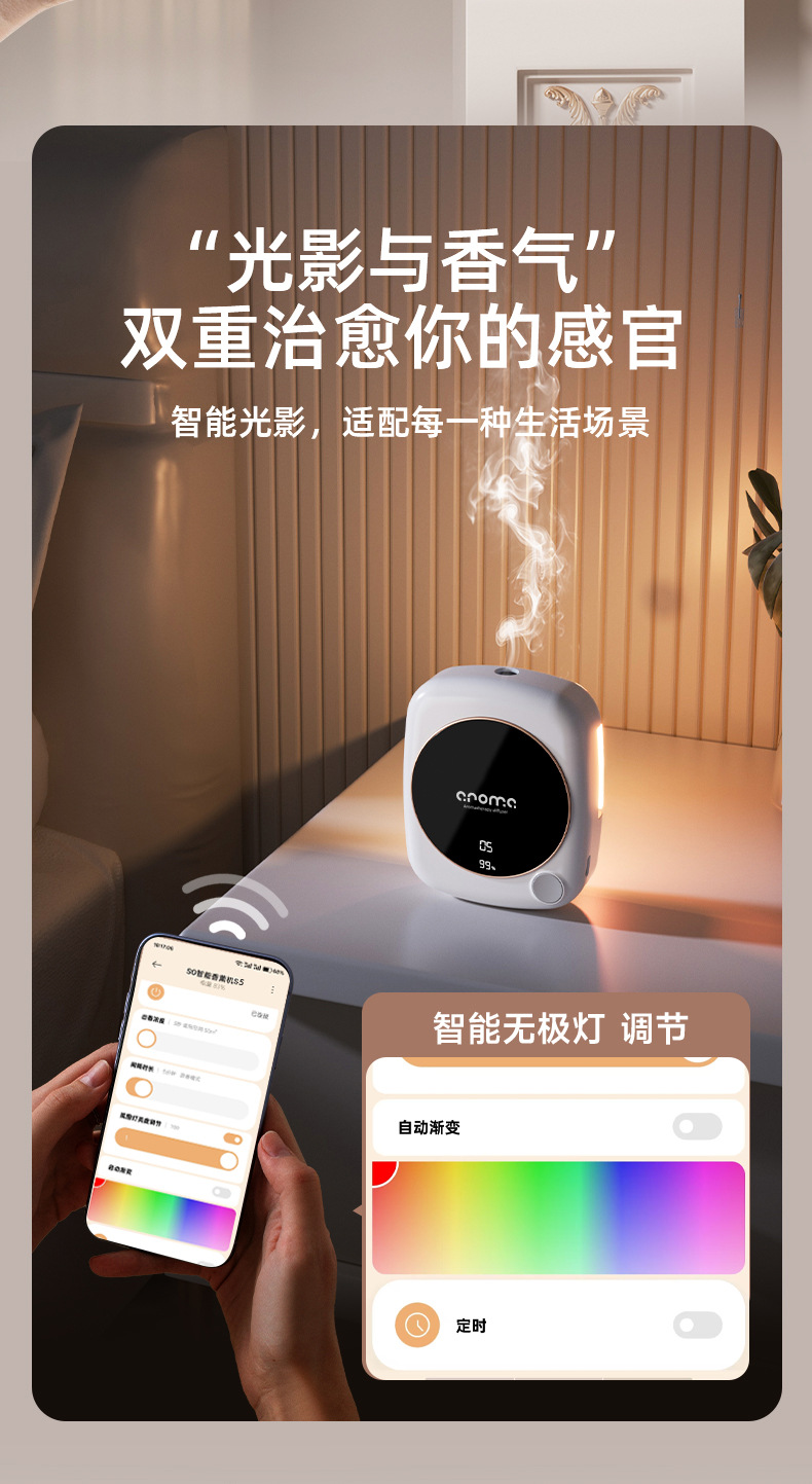 新款已接入米家APP智能香薰机超长续航自动喷香机精油专用香氛机详情8