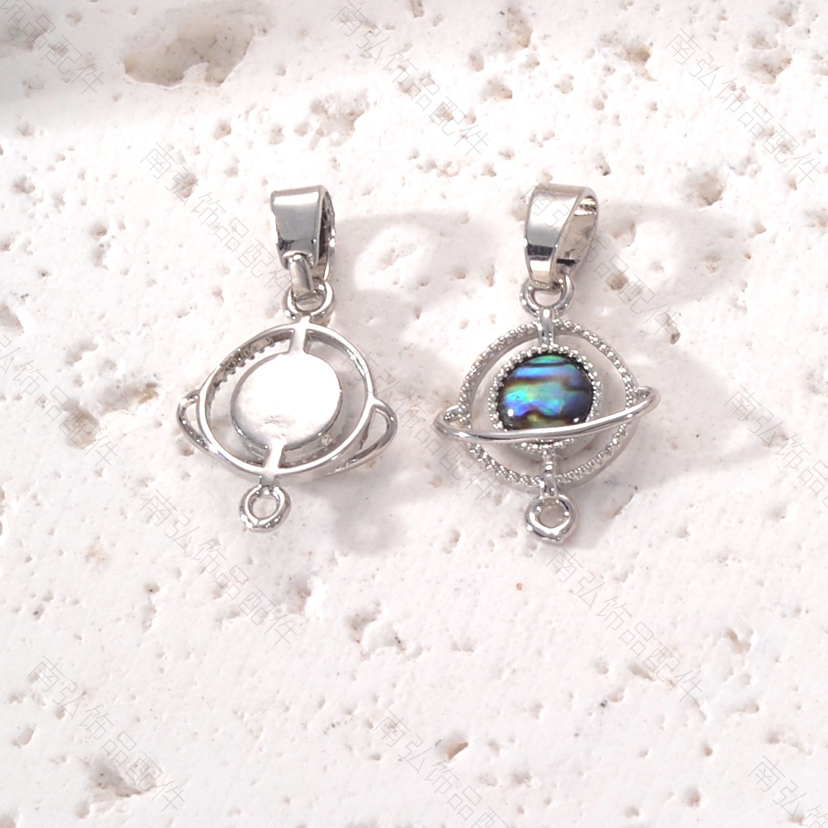 Copper-plated 18k gold pearl necklace pendant with abalone, shell and planet tag, high-end DIY jewelry accessory pic 11