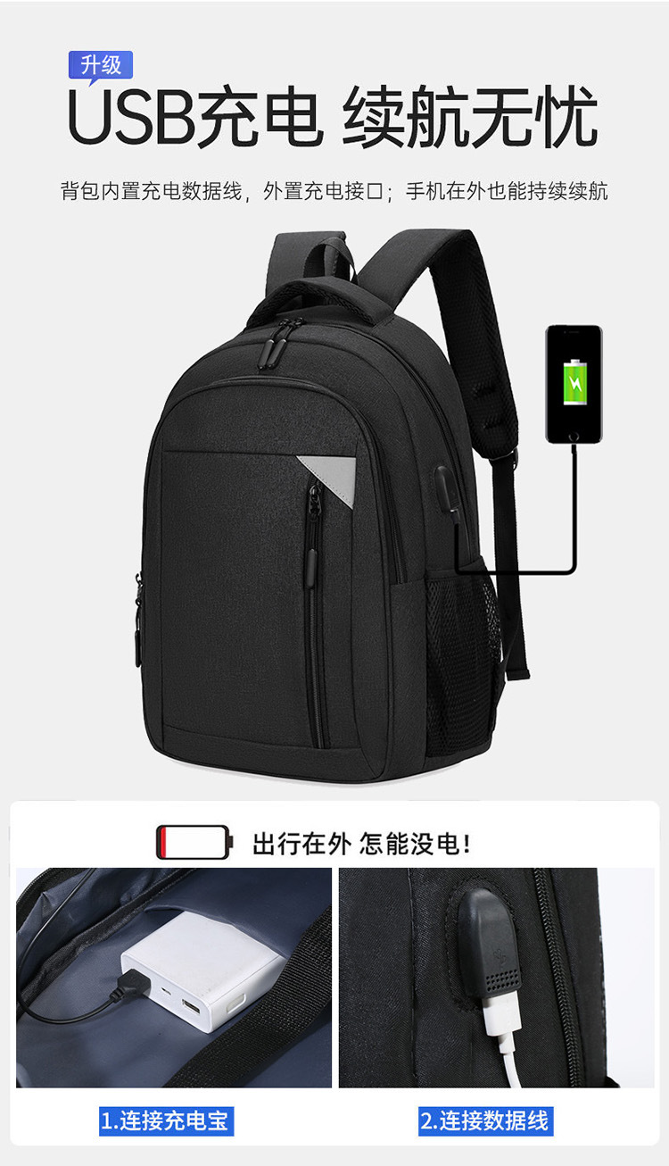 Wholesale 2023 New business double backpack, wear-resistant, water-repellent, large-capacity travel computer bag, casual, fashionable and simple pic 6