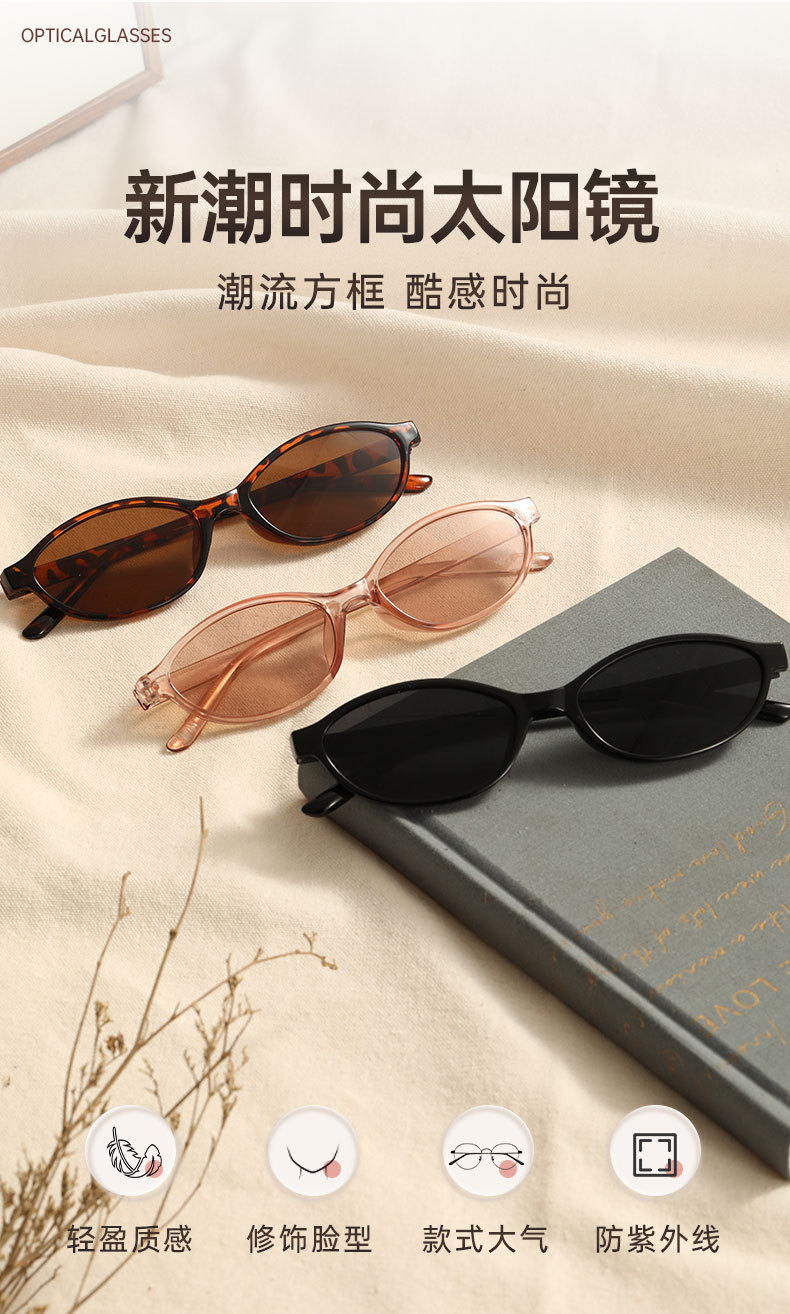 小框椭圆墨镜女高级感欧美个性穿搭太阳眼镜男防晒复古跨境太阳镜详情4